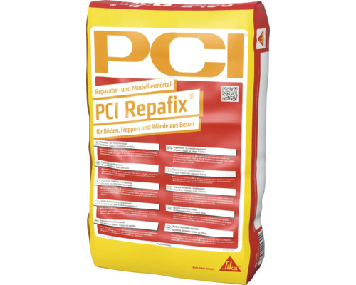 Sack mit PCI Repafix Reparatur- und Modelliermörtel für Betonflächen innen und außen.