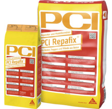 Zwei Gebinde PCI Repafix Reparatur- und Modelliermörtel für Betonböden und Wände mit Sika Logo
