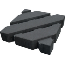 Ein einzelner Pflasterstein aus Beton für die Gartengestaltung mit spezifischer Zackenform.