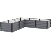 Winkelförmiges Hochbeet aus Metall in Wellblechoptik für den Gartenbau