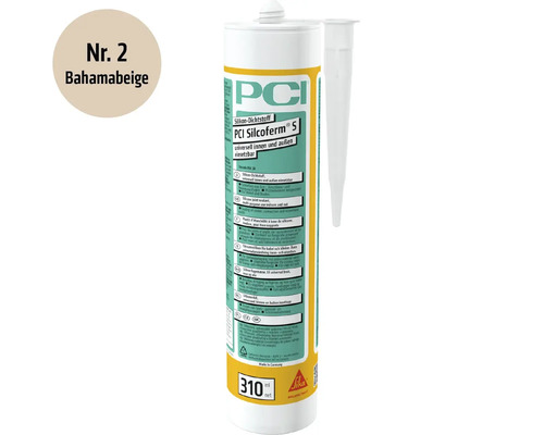 PCI Silcoferm S Silikon Dichtstoff in Bahamabeige 310 Milliliter Kartusche für universellen Einsatz im Innen und Außenbereich