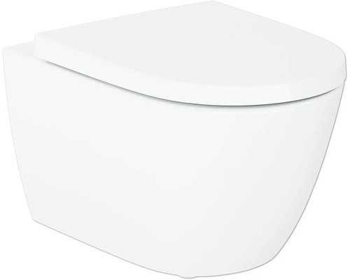 Wandhänge-WC aus Sanitärkeramik mit passendem WC-Sitz, modernes Design für Badezimmer.