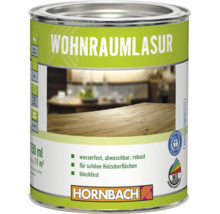 Dose Hornbach Wohnraumlasur für Holzarbeiten mit Blauer Engel Umweltzeichen und Hornbach Logo