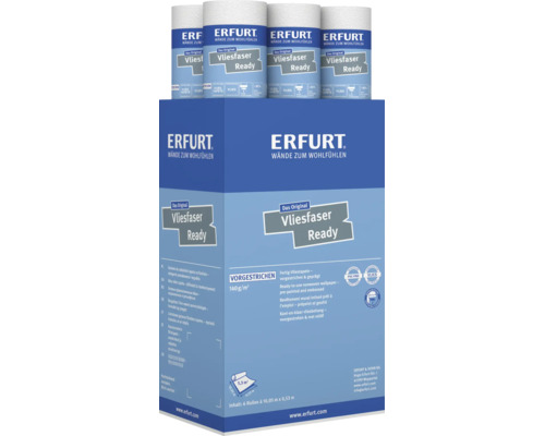 Erfurt Vliesfaser Ready Vliestapete, vorgestrichen und geprägt, Packung mit 6 Rollen, geeignet für Wandklebetechnik.