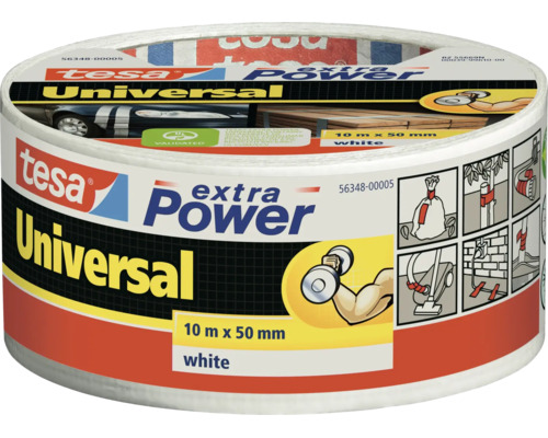 Tesa Extra Power Universal Gewebeband, 10 Meter mal 50 Millimeter, fuer Reparaturen und Befestigungen