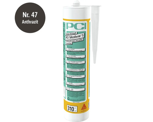 PCI Silcoferm S Silikon Dichtstoff in der Kartusche 310 Milliliter Anthrazit für den Innen und Außenbereich.