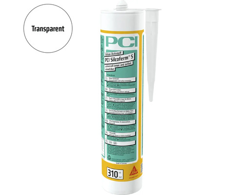 PCI Silcoferm S Silikon Dichtstoff in Kartusche mit 310 Milliliter Inhalt transparent für den Innen und Außenbereich