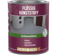 Dose Hornbach Flüssigkunststoff Seidenmattlack, strapazierfähig, trittfest, abriebfest und wetterbeständig, geeignet für Bodenbeschichtungen.