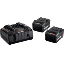 Metabo Schnellladegerät ASC 145 mit zwei 18 Volt Li-Power Akkupacks inklusive Cordless Alliance System Technologie.