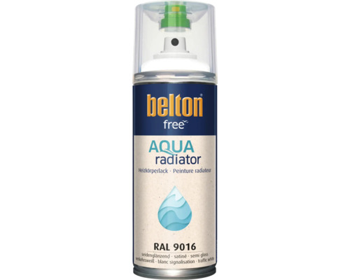 Belton Free Aqua Heizkörperlack in verkehrsweiß RAL 9016 seidenglänzend als Sprühdose für Heizkörper