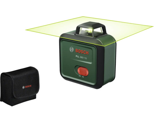 Bosch Linienlaser PLL 360-1G mit Schutzhülle und projizierter 360 Grad Laserlinie