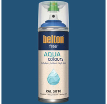Belton free Aqua Colours Lackspray in Enzianblau RAL 5010 mit Hochglanz Effekt in einer Sprühdose.