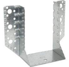 U förmiger Balkenschuh aus verzinktem Stahl mit zahlreichen vorgebohrten Löchern zur stabilen Holzverbindung im Außenbereich.