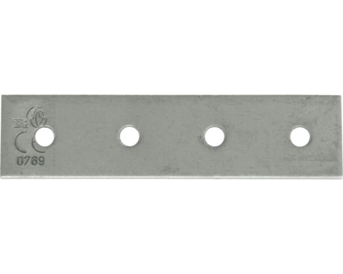 Flachverbinder aus verzinktem Stahl mit vier Bohrlöchern zur Holzverbindung.