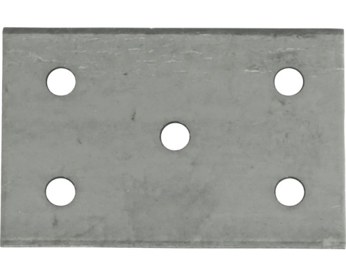 Rechteckiger Lochplattenverbinder aus verzinktem Stahl mit fünf Bohrlöchern zur Holzverbindung.