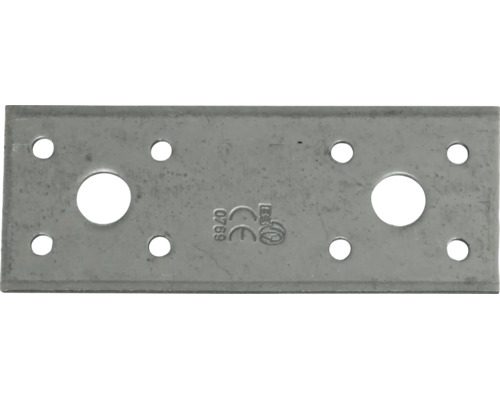 Rechteckiger Lochplattenverbinder aus verzinktem Stahl mit Bohrungen zur stabilen Verbindung von Holzbauteilen.