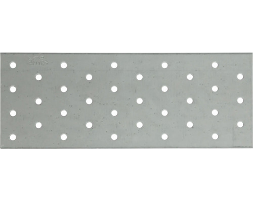 Rechteckiger Lochblechverbinder aus Metall mit gleichmäßig angeordneten Bohrungen für Holzverbindungen.