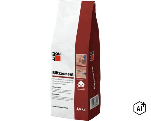 Baumit Blitzzement 1,5 kg schnell erhärtender Zement für Montagearbeiten im Innen und Außenbereich (Image AI modified or generated)