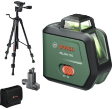 Bosch Linienlaser PLL 360 15G mit Stativ, Halterung und Tasche zur präzisen Nivellierung im Set.