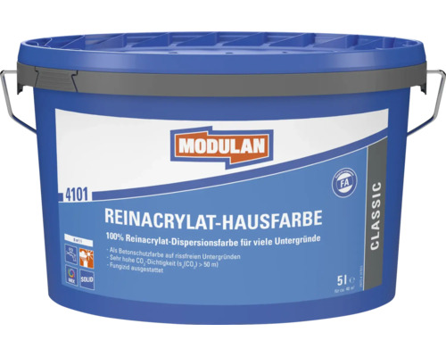Modulan Reinacrylat Hausfarbe im 5 Liter Eimer für Beton und Fassaden