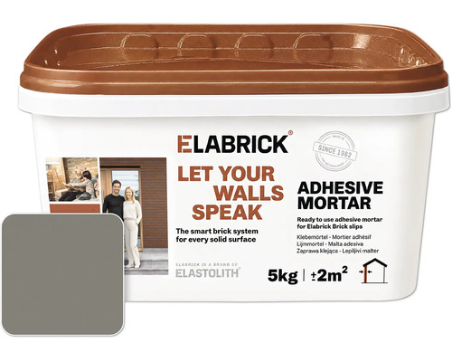 Elabrick Klebemörtel für Riemchen in einem 5 Kilogramm Eimer für etwa 2 Quadratmeter Fläche