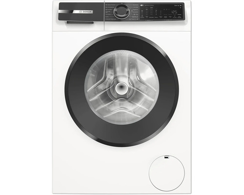 Bosch Waschtrockner Serie 6 mit Frontlader, Digitalanzeige und Drehknopf zur Programmauswahl.