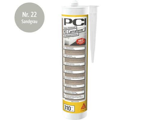 PCI Carraferm Silikon Dichtstoff fuer Natursteine in sandgrau 310 ml Kartusche