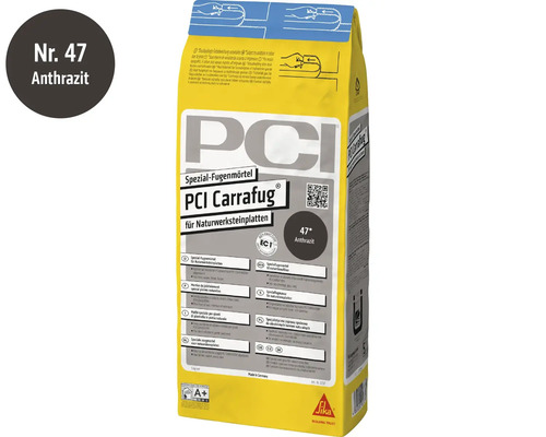 PCI Carrafug Spezial Fugenmörtel für Naturwerksteinplatten in Anthrazit 5 Kilogramm Sack