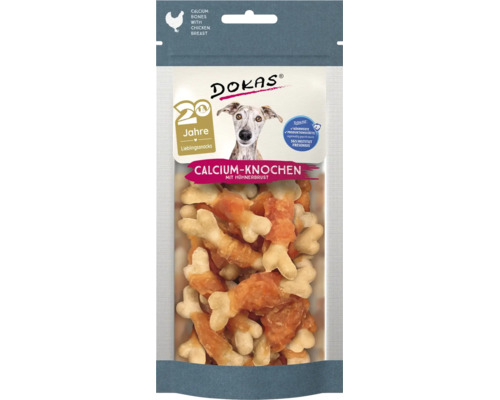 DOKAS Calcium Knochen mit Hühnerbrust Snack für Hunde im Standbodenbeutel