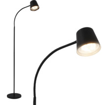 Moderne Stehlampe mit verstellbarem Leuchtenkopf und rundem Standfuß zur gezielten Beleuchtung.