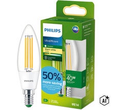 Philips LED Kerzenlampe E14 2,3 Watt, 485 Lumen, warmweiß 2700 Kelvin, UltraEfficient Filament Leuchtmittel (Image AI modified or generated)