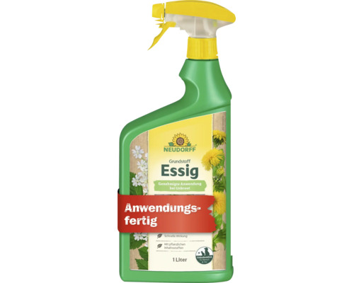 Neudorff Grundstoff Essig Unkrautvernichter in einer 1 Liter Sprühflasche, anwendungsfertig für die Bekämpfung von Unkraut im Garten.