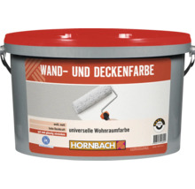 Eimer Hornbach Wand- und Deckenfarbe, matte Innenfarbe in Weiss mit hoher Deckkraft fuer Wohnraeume, inklusive Blauer Engel Zertifikat.