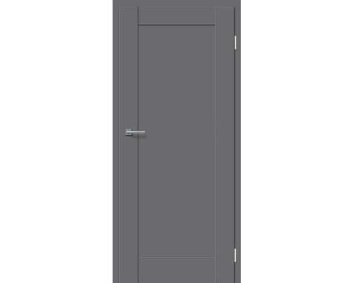 Moderne Innentür mit glatter Oberfläche und einer waagerechten Füllung inklusive Türdrücker und Türbändern.