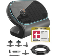 Gardena Solar Bewässerungsset AquaBloom mit Steuereinheit, Schlauch und Tropfern inklusive Stiftung Warentest Testsieger Auszeichnung.