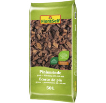 Sack mit 50 Liter grober Pinienrinde mit einer Körnung von 20 bis 40 Millimetern für die Gartenabdeckung von FloraSelf.