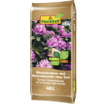 FloraSelf Rhododendron- und Hortensienerde ohne Torf, 40 Liter Sack mit Nährstoffen für Moorbeetpflanzen.