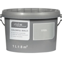 Eimer StyleColor Colorful Walls Wandfarbe im Farbton Steel, Inhalt 1 Liter für circa 8 Quadratmeter.