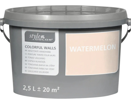 Eimer mit 2,5 Liter Style Color Wandfarbe im Farbton Watermelon für 20 Quadratmeter Fläche
