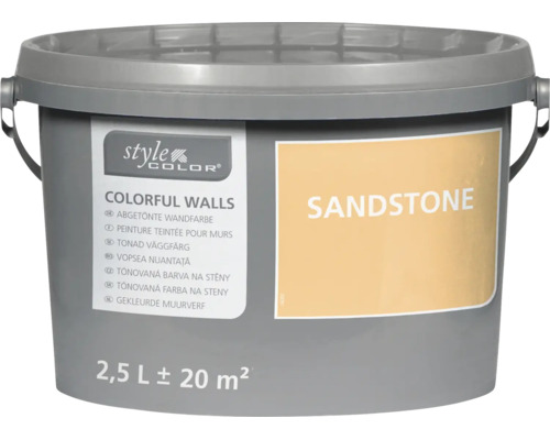 Eimer Style Color Wandfarbe im Farbton Sandstone, 2,5 Liter Gebinde für circa 20 Quadratmeter Wandfläche.