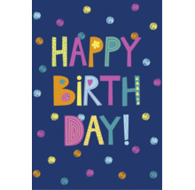 Geburtstagskarte mit Happy Birthday Schriftzug und Punkten