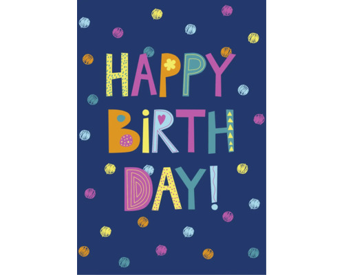 Geburtstagskarte mit Happy Birthday Schriftzug und Punkten