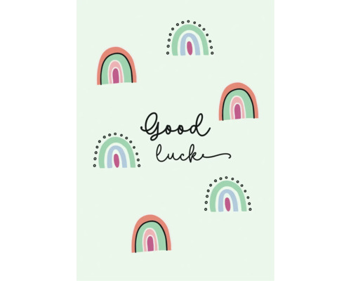 Wandbild mit Regenbogenmotiven und dem Schriftzug Good Luck