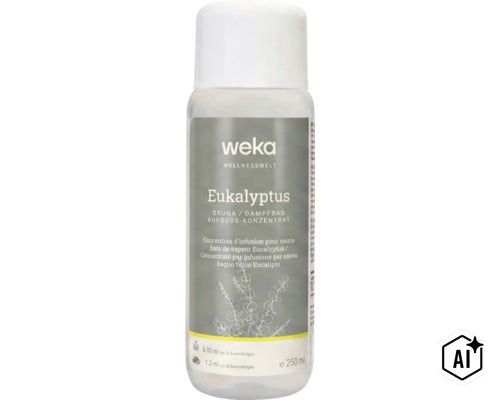 Weka Sauna Aufguss Konzentrat Eukalyptus 250 Milliliter für Saunagänge und Dampfbäder (Image AI modified or generated)