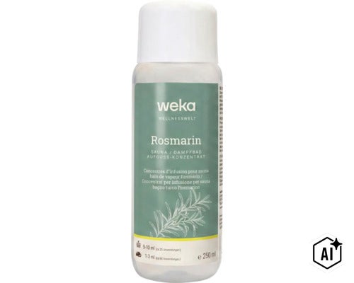 Weka Wellnesswelt Sauna und Dampfbad Aufguss Konzentrat Rosmarin 250 Milliliter Flasche (Image AI modified or generated)