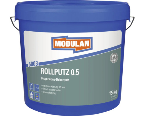Modulan Rollputz 0.5 Dispersions Dekorputz im 15 Kilogramm Eimer mit 0,5 Millimeter Körnung für den Innenbereich