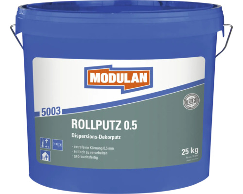 Modulan Rollputz 0.5 Dispersionsputz im 25 Kilogramm Eimer mit 0,5 Millimeter Körnung für den Innenbereich