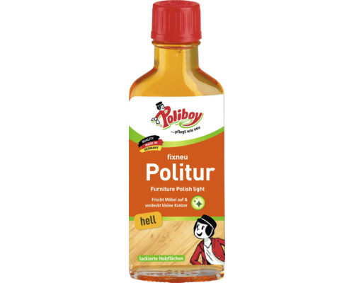 Poliboy Möbelpolitur für helle Holzflächen in der Flasche zur Auffrischung und Kratzerentfernung
