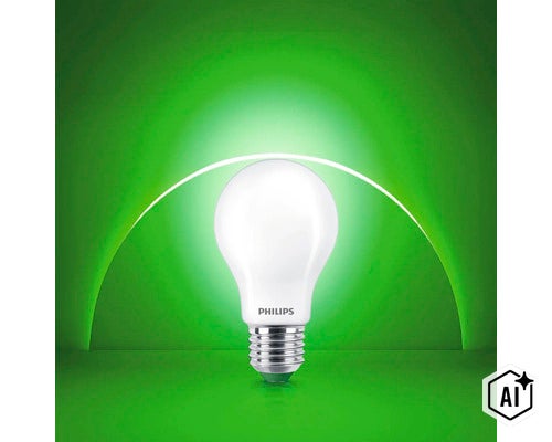 Philips LED Lampe in Birnenform mit E27 Sockel und mattem Glas (Image AI modified or generated)