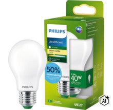 Philips LED Lampe UltraEfficient E27, 2,3 Watt entspricht 40 Watt, 485 Lumen, warmweißes Licht 2700 Kelvin, 50000 Stunden Lebensdauer (Image AI modified or generated)